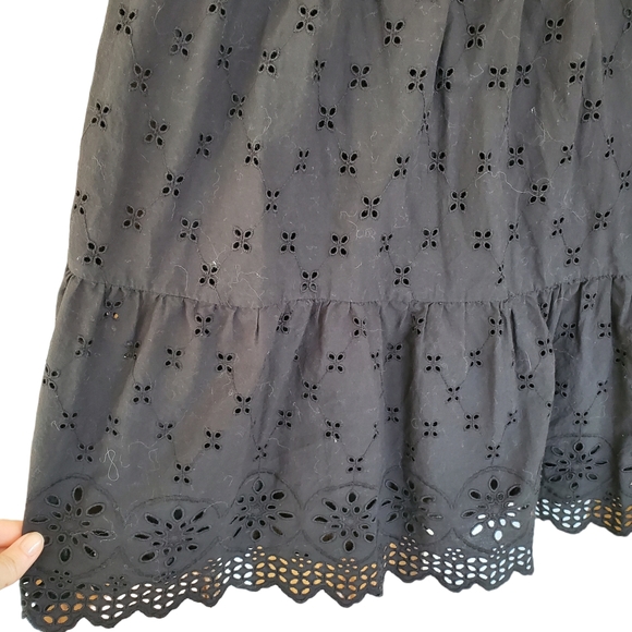 LOFT sleeveless sundress black tiered embroidered eyelet prairie peasant small - Picture 3 of 7